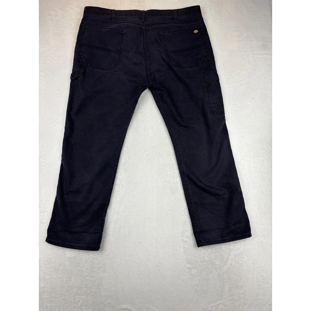 Dickies Flex Mens 40x30 Black Washed Carpenter Duck Canvas Pants